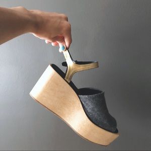 shoes • rachel comey wood clog platform heel gray